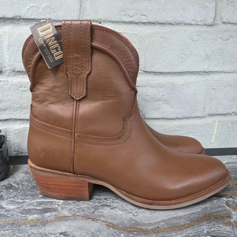 Dingo Seguaro Leather Ankle Cowboy Boots Brown Western Booties DI 825 SIZE: 8M